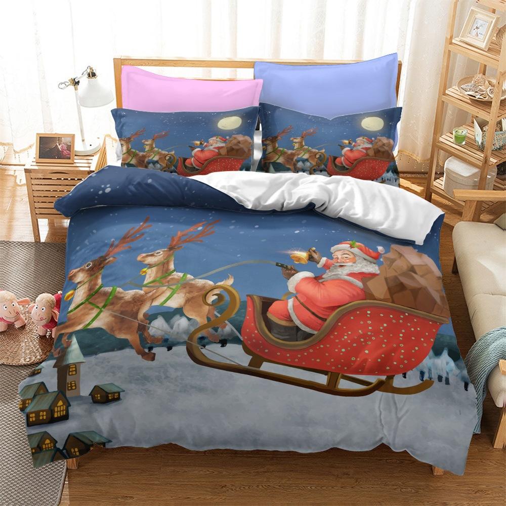 Christmas Series Bedding Three-Piece Home Textile Kit Digital Printing Production