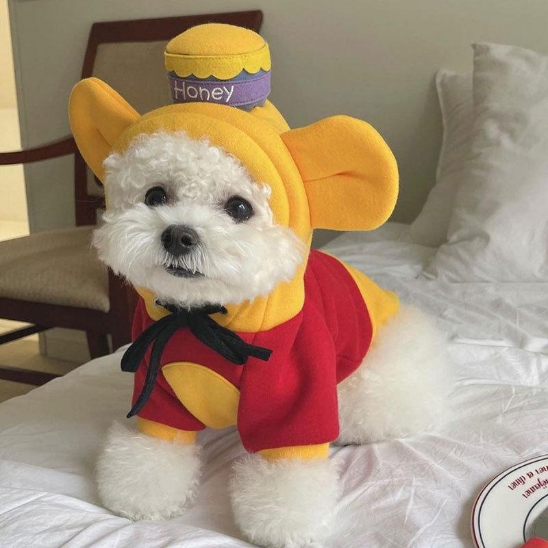 Pet Clothing Winnie The Pooh Transformed Into Dog Sweatshirt Thin Cat Two-legged Small and Medium-sized Dog Funny Clothes
