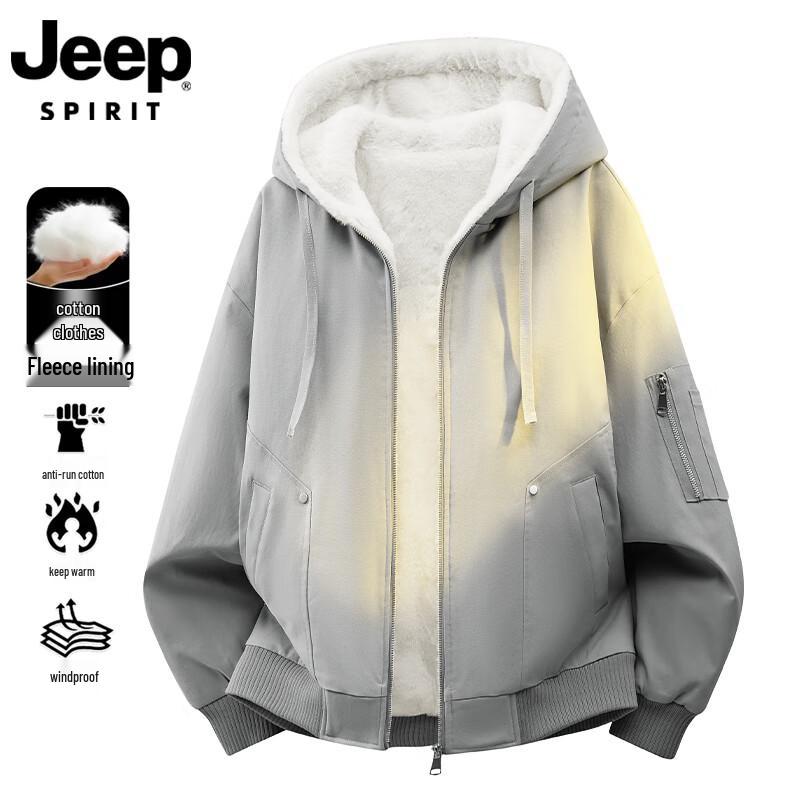 JEEP SPIRIT Men s Hooded Winter Fleece-Lined Padded Puffer Jacket L