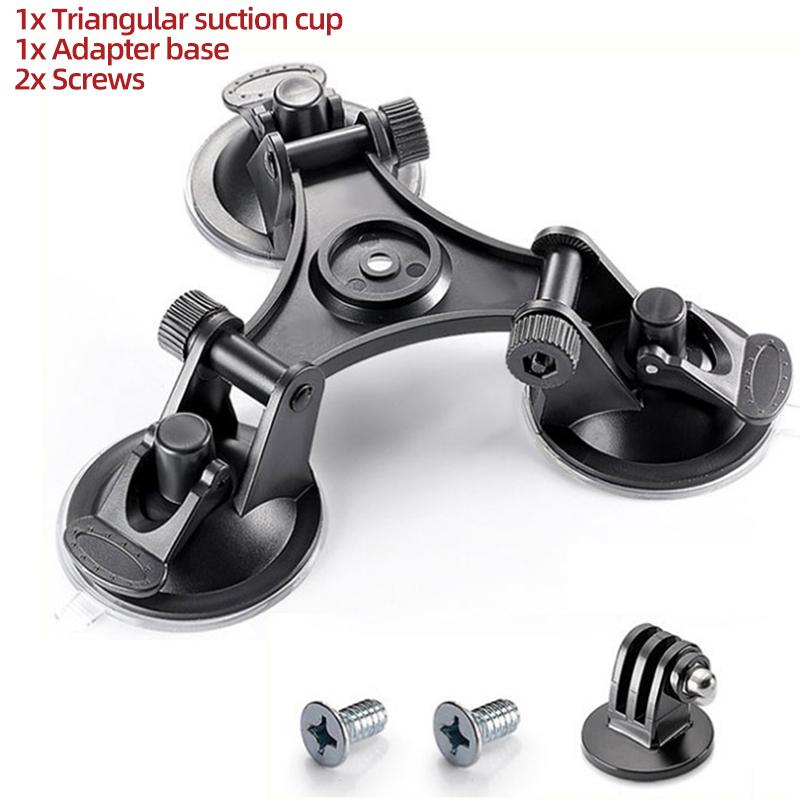 3-Cup Car Suction Cup Holder Strong Mount for GoPro Hero 13 12 11 10 9 8 Insta360 SJCAM AKASO DJI Osmo Action Camera Accessories