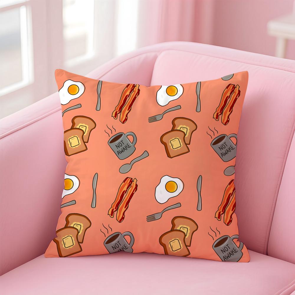 Modische Food Art Muster Kissenbezug Kissenhülle Weicher Freundlicher Stoff Verdeckter Reißverschluss