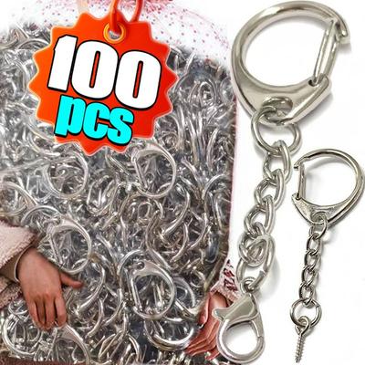 100/10pcs Lobster Clasp Key Ring Keychain C Shape Clasps Connector Hook For DIY Jewelry Making Finding Key Chain Accessories