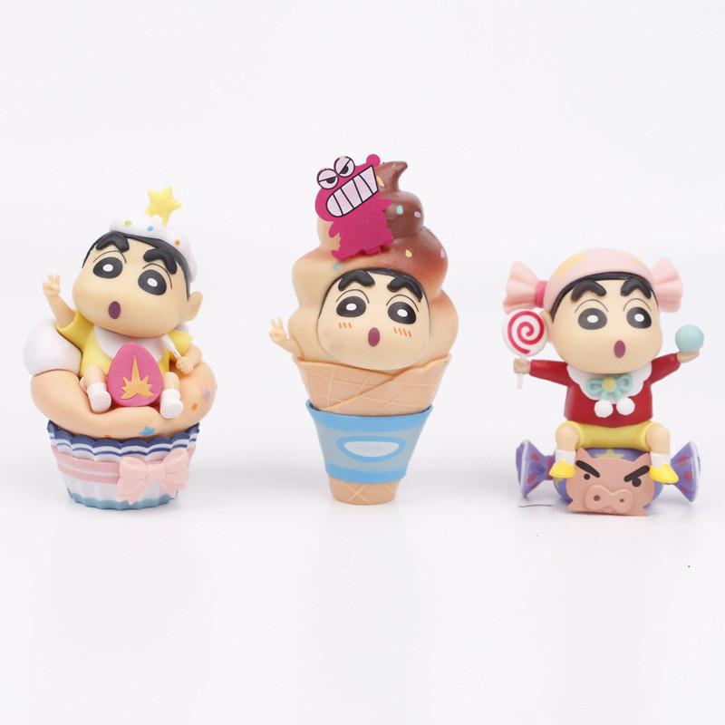 Crayon Shinchan Snack Time Series Dessert Ice Cream Pvc Model Figurine Cake Display Blind Box Toy