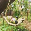 Garden Gnome on Swing Statue Decoration Figurine Ornament for Indoor Outdoor Home Patio Yard Lawn Figurines Miniatures