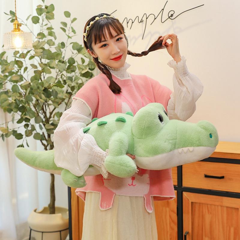 New Soft Big Eyes Crocodile Plush Toy Fluffy Full Stuffed Animal Pillow Doll Jungle Green Giant Alligator Kids Birthday Gift