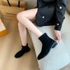 Fashion Cow Suede Ankle Modern Boots Women Square Toe Women's Shoes On Sale  Mid Heel Solid Concise Women's Boots Botas