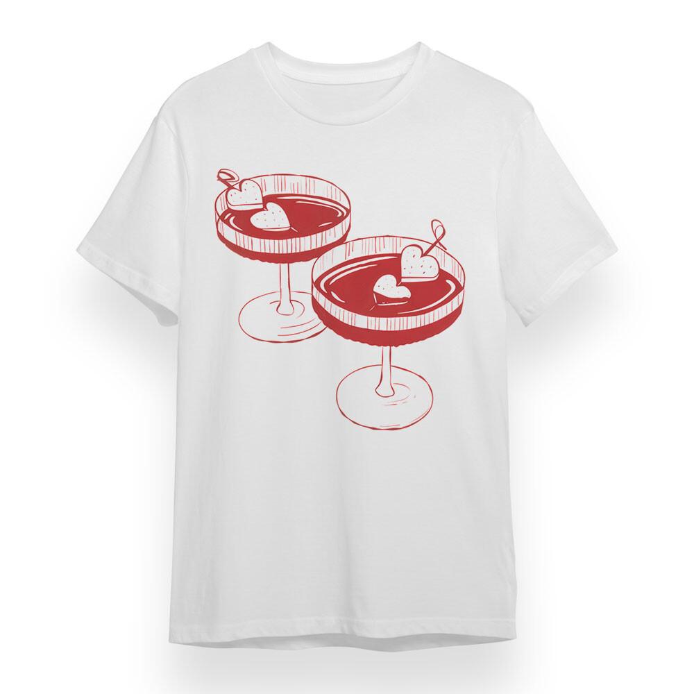 

Women s Oversize T-shirt With Double Cup Love Graphic Unisex White Cotton Tee 4XL