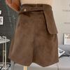 Plus Size Spicy Girl Suede A-line High Waist Skirt – Spring/Autumn