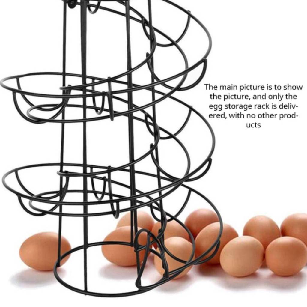 Kitchen Creative Spiral Egg Rack With Hanging Basket For Home Storage And Organization