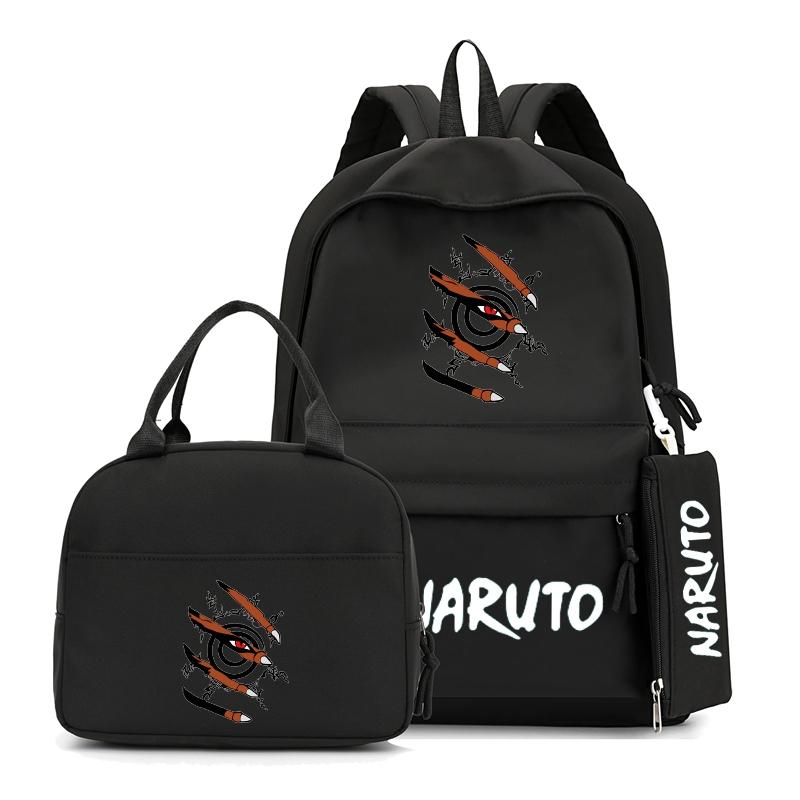 3Pcs/set Anime Naruto Backpack with Lunch Bag for Girl Boy Student Back To School Bookbag Schoolbag Men Women Leisure Travel Bag