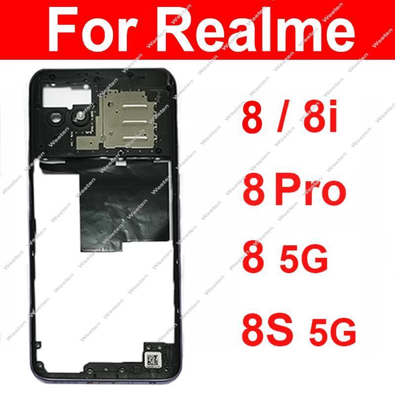 For Realme 8i 8 Pro 8S 8 4G 5G Middle Frame Housing Bezel Middle Frame Cover With Side Button Camera Lens Cover Repair
