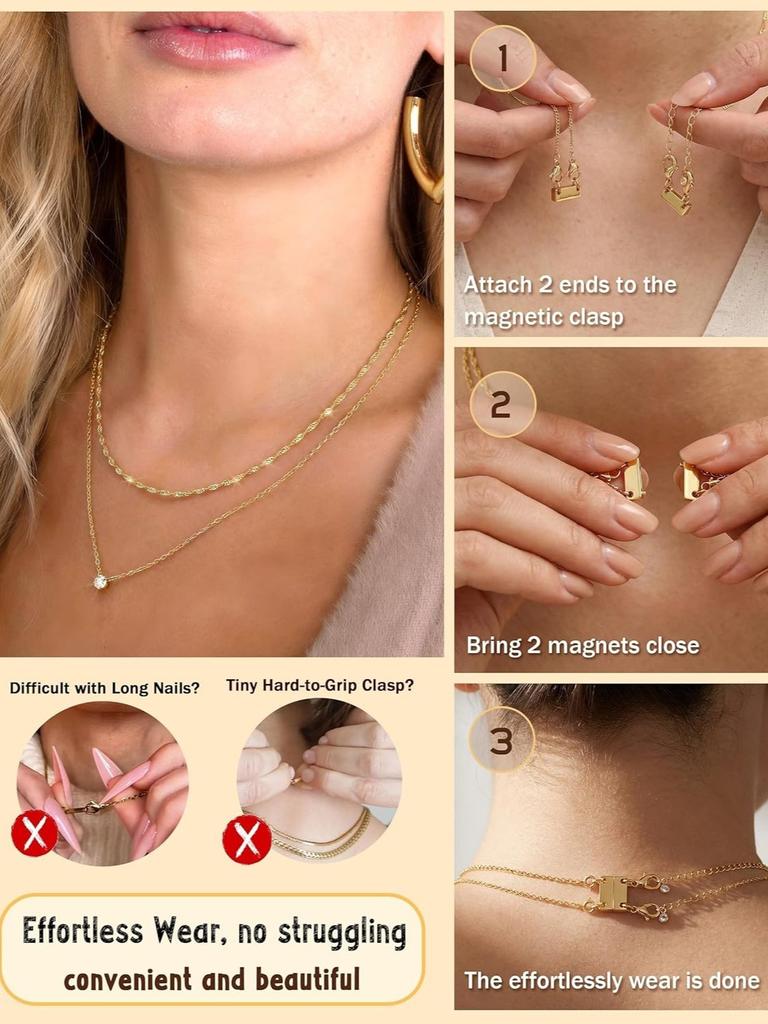 Bobisty Layered Necklaces for Women 14K Gold Plated Choker Dainty Necklace with 5A Cubic Zirconia Pendant Jewelry Birthday Gifts