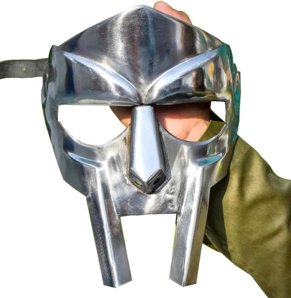 MF Doom Maskesi Gladyatör Mad-villain 18G Çelik Pirinç Yüz Zırhı Ortaçağ Kaskı
