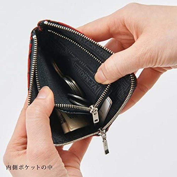 [Inden-ya] INDEN-YA Leather Coin Purse with Fastener (Red x White Lacquer/Plum Pattern)