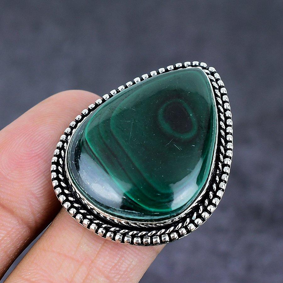 Malachite Gemstone 925 Sterling Silver Jewelry Ring Size 8