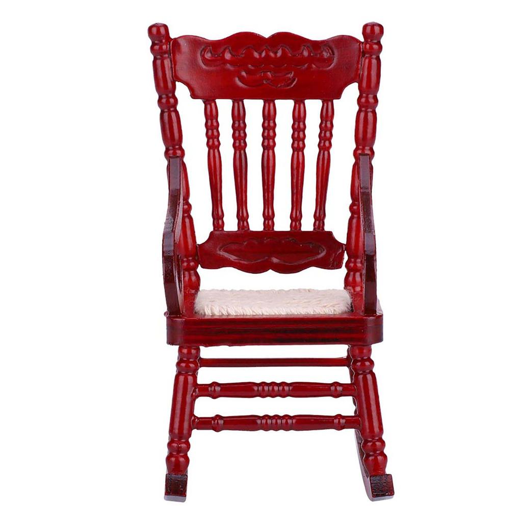 1:12 Miniature Furniture Wooden Rocking Chair for Dolls House Decor Toys (White)