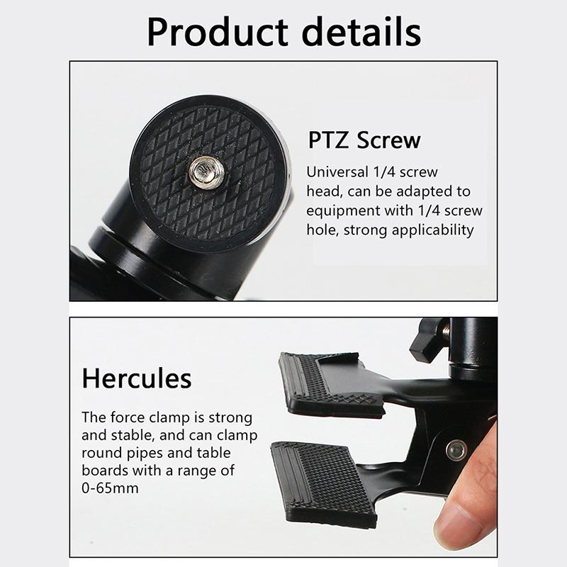 Multi-Function Tripod Camera Clip Clamp Flash Holder Mount Camera Clip Photography Metal Clip With 360 Degree Rotate Head