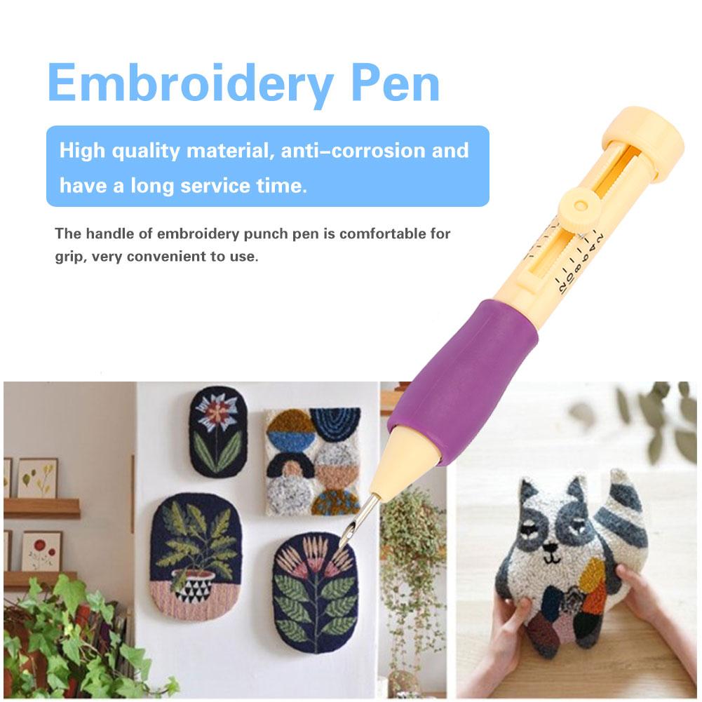 Embroidery Felting Needle Punch Pen with 2 Spring Needles Set Tool for DIY Craft