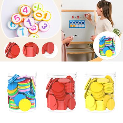 1 Inch Math Manipulatives Counting Chips Discs 100Pcs Multifunctional Sturdy with Storage Box