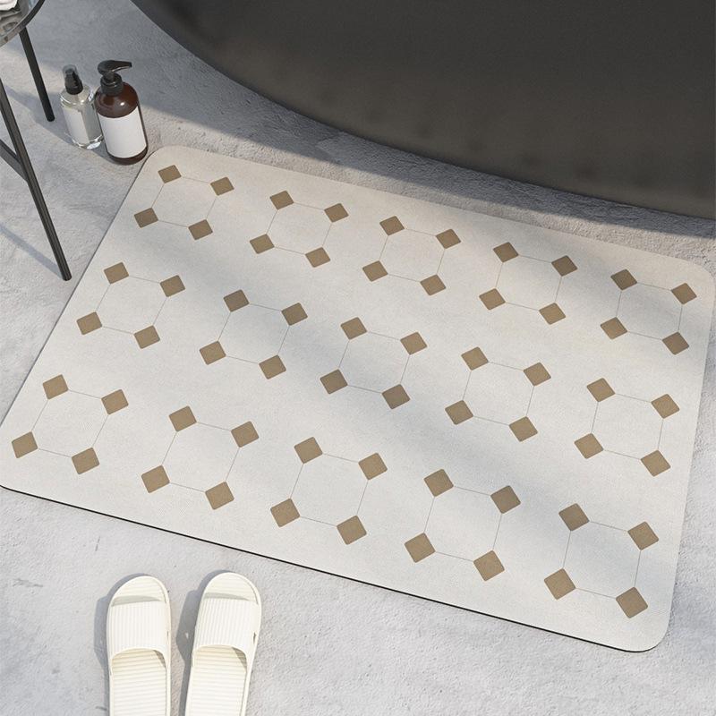 Modern Simple Marble Diatom Mud Floor Mat, Bathroom Non-Slip Floor Mat, Bathroom Door Water-Absorbing Quick-Drying Floor Mat