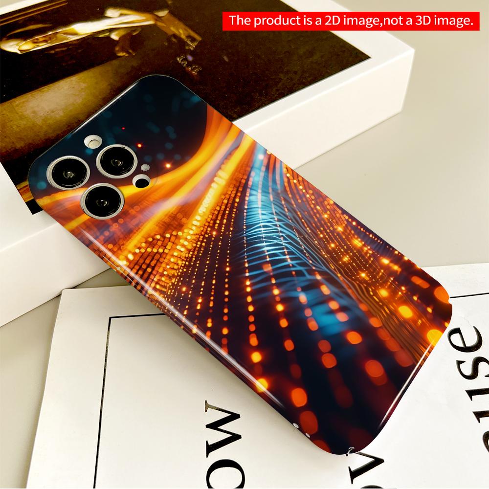 2DFlat Neon Flow: Orange & Blue Light Trails All Inclusive Film Hard Phone Case, Compatible with iPhone 18 Pro Max 17 16 15 14 13 12 11
