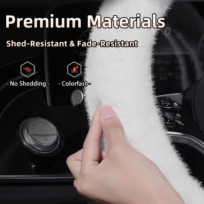 Suitable for Volkswagen Plush Steering Wheel Cover, Autumn and Winter Warm Non-Slip Protective Cover, Golf Tiguan Polo T-Roc Jetta Id.4 Id.3 Atlas