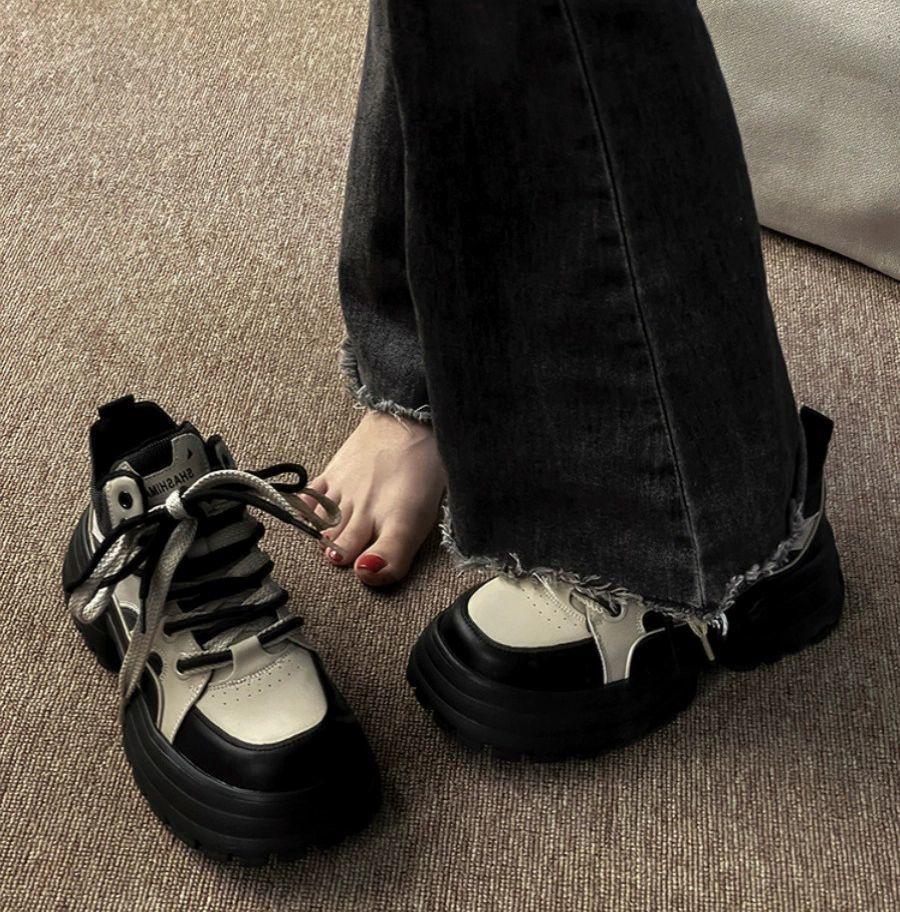 

Платформа-маффин папины кроссовки женские 2025 осень и зима новые ретро универсальные повседневные спортивные туфли увеличивающие рост женские туфли 40