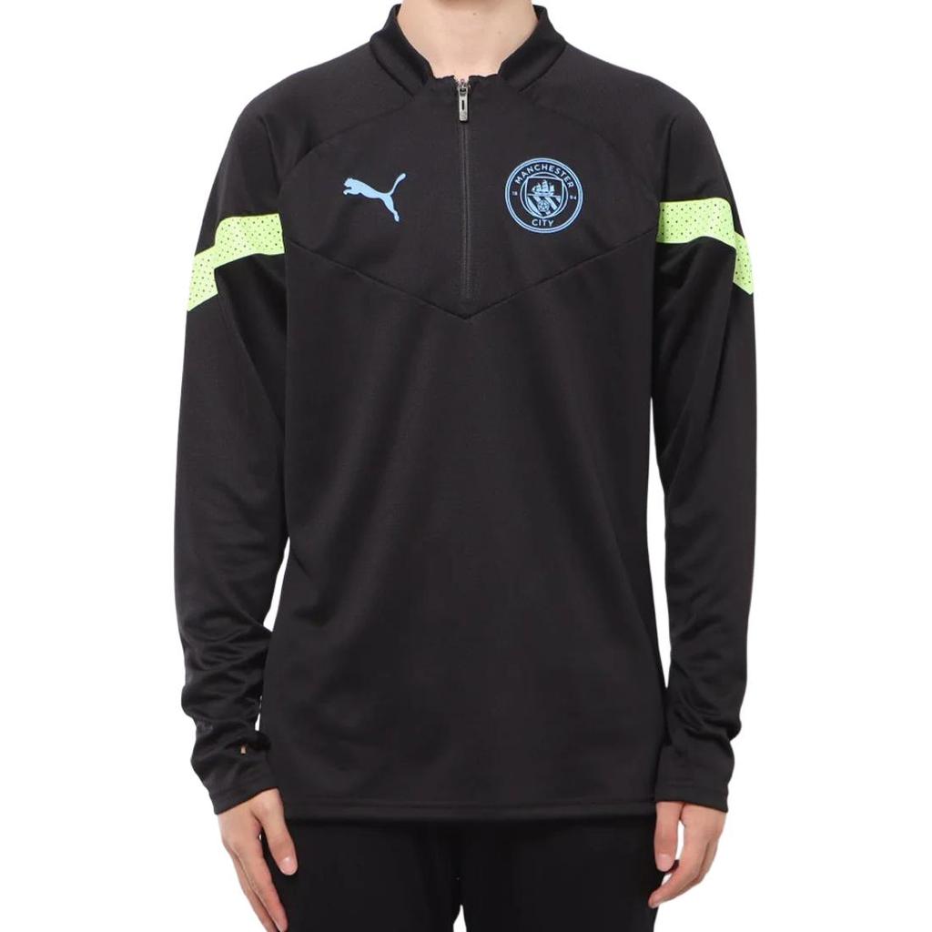 Puma Mcfc Solid Color Logo Print Crew Neck Long Sleeve Sweatshirt Men sweatshirt Black 767753-11