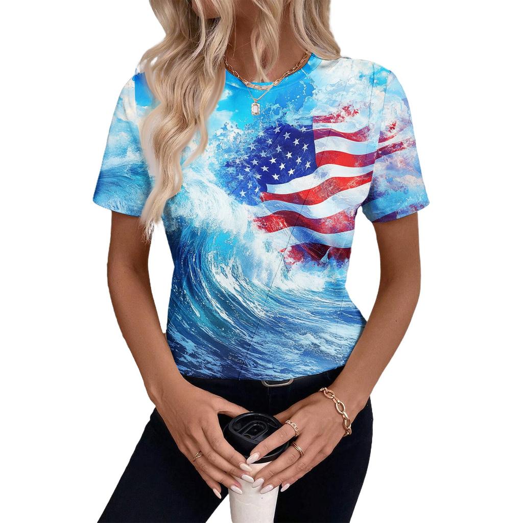 Top Feminino de Manga Curta com Estampa do Dia da Independência