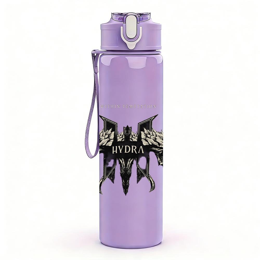 1PC Fantasy royal group vintage print 750ml colorful plastic sports water bottle leakproof pop up lid with straw for outdoor work home use