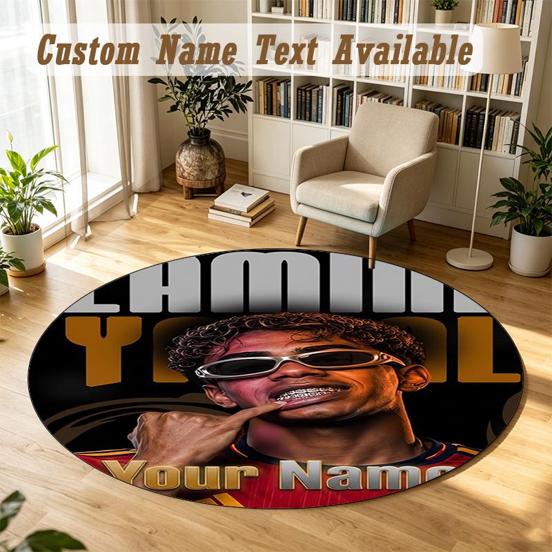 Round Rug Custom NameLamine Yamal Pattern Non Slip Carpet Home Floor Decor
