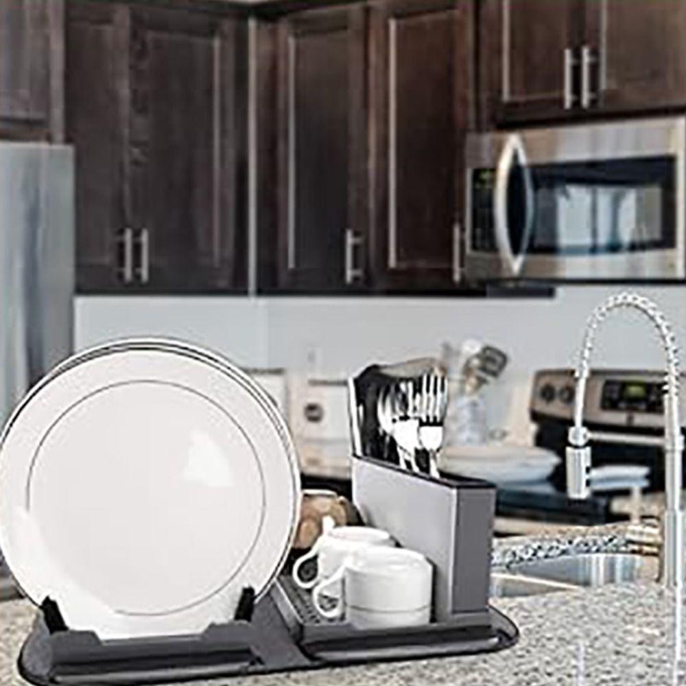4 in 1 Dish Drying Rack Folding Kitchen Insulated Mat Universal Absorbent Pad  Countertop