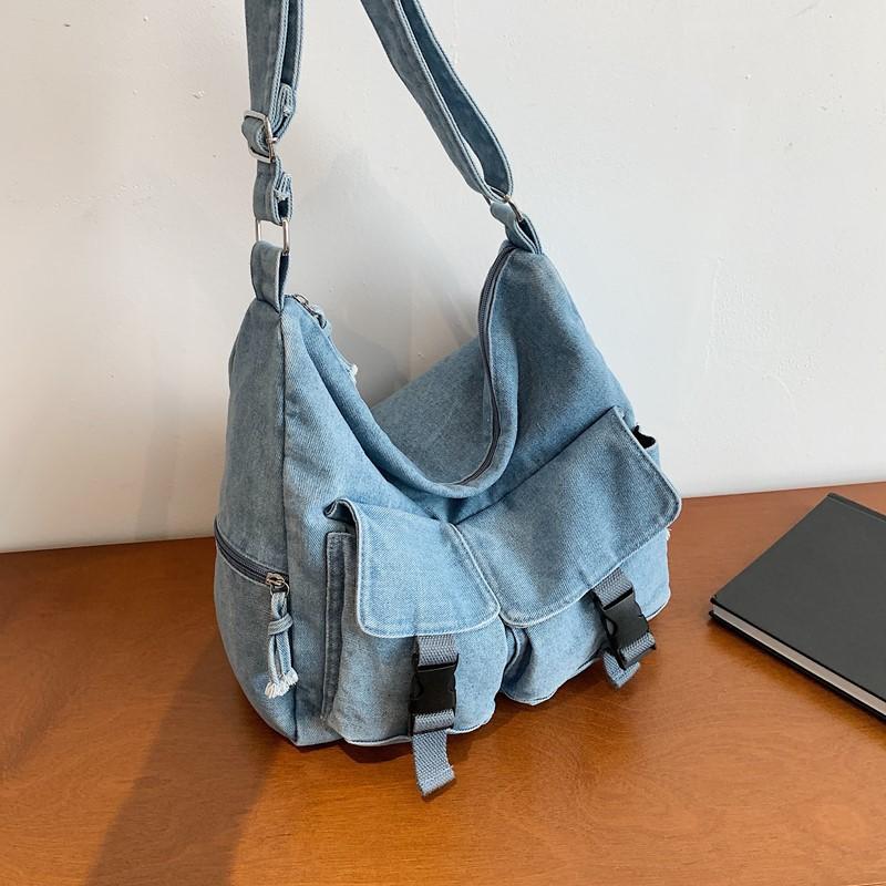 Women's Vintage Commuter Bag Large Capacity Denim Shoulder Bag