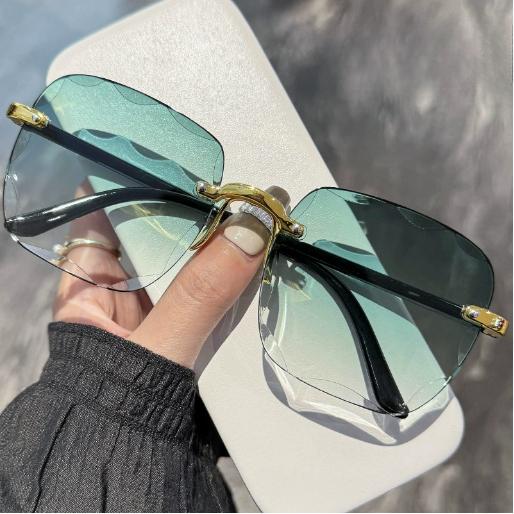 Quality Square-shaped Sun Glasses Woman Stylish Rimless Gradient Sun Glasses Brand Designer Sun Glasses for Ladies