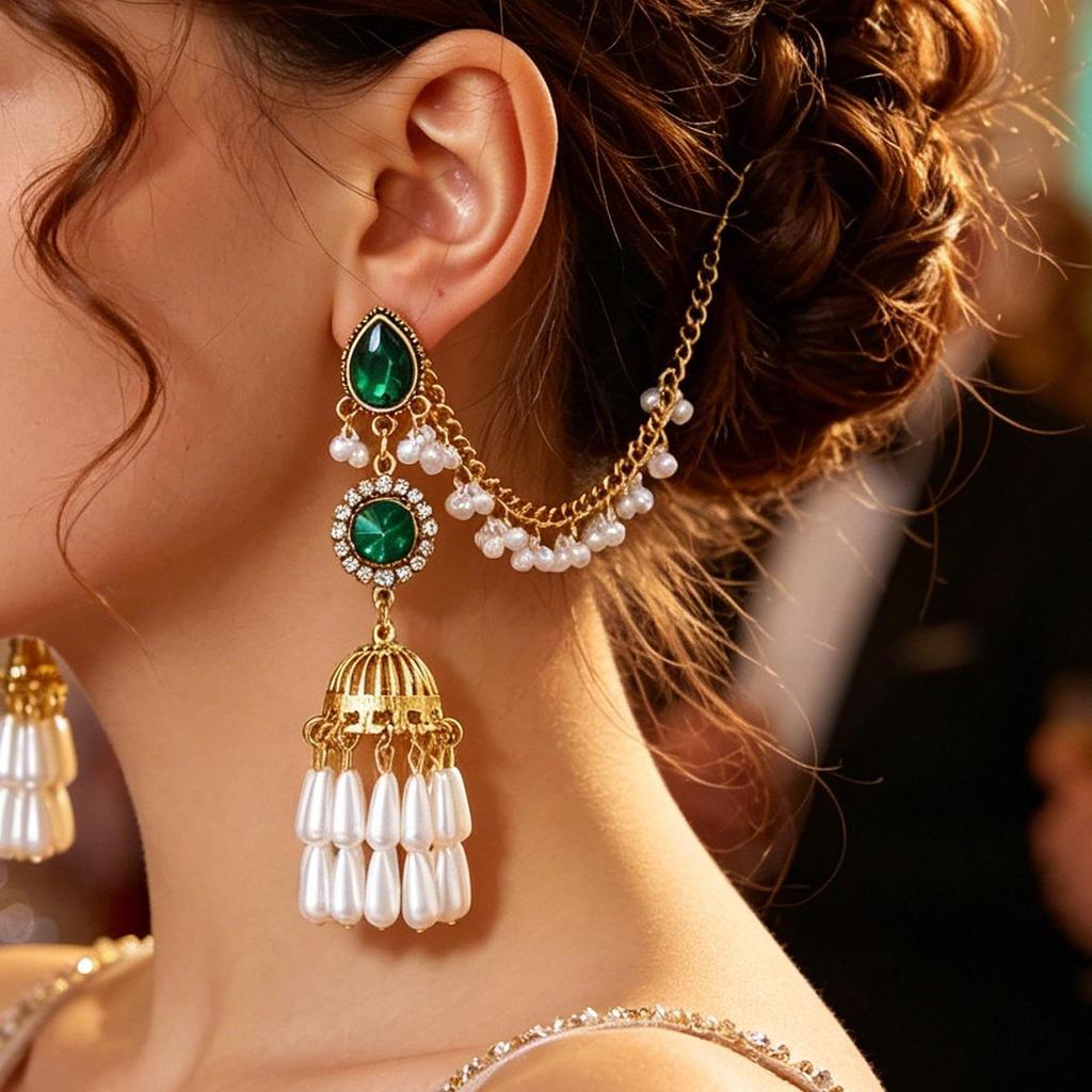 High-End Retro Bohemian Ethnic Style: Hollow Round Diamond-Encrusted Bell Long Earrings
