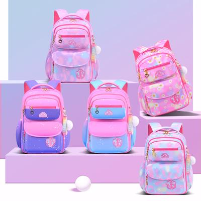 Mochila escolar primária ortopédica para meninas, mochila infantil de grande capacidade com gradiente de cores