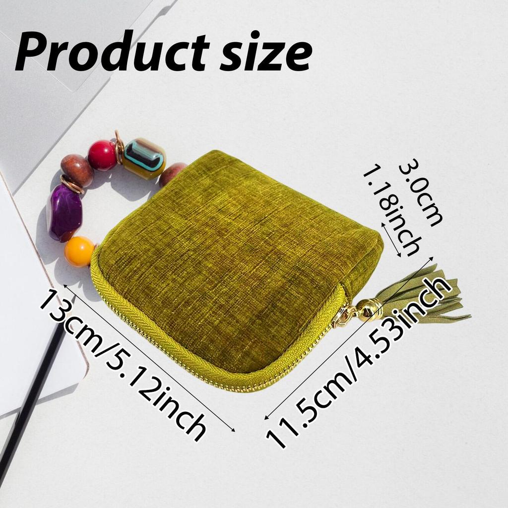 Case Organizer for Rings Bracelets Necklaces Earrings Velvet Chenille Tassel Zipper Storage Bag