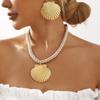 Tooxika Creative Personality Alloy Shell Love Pendant Necklace Earrings Set Summer Ocean Breeze Jewellery