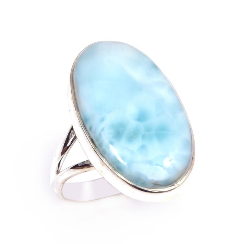 Natural Republic Larimar Gemstone 925 Solid Sterling Silver Gift Ring S.8 K0v31