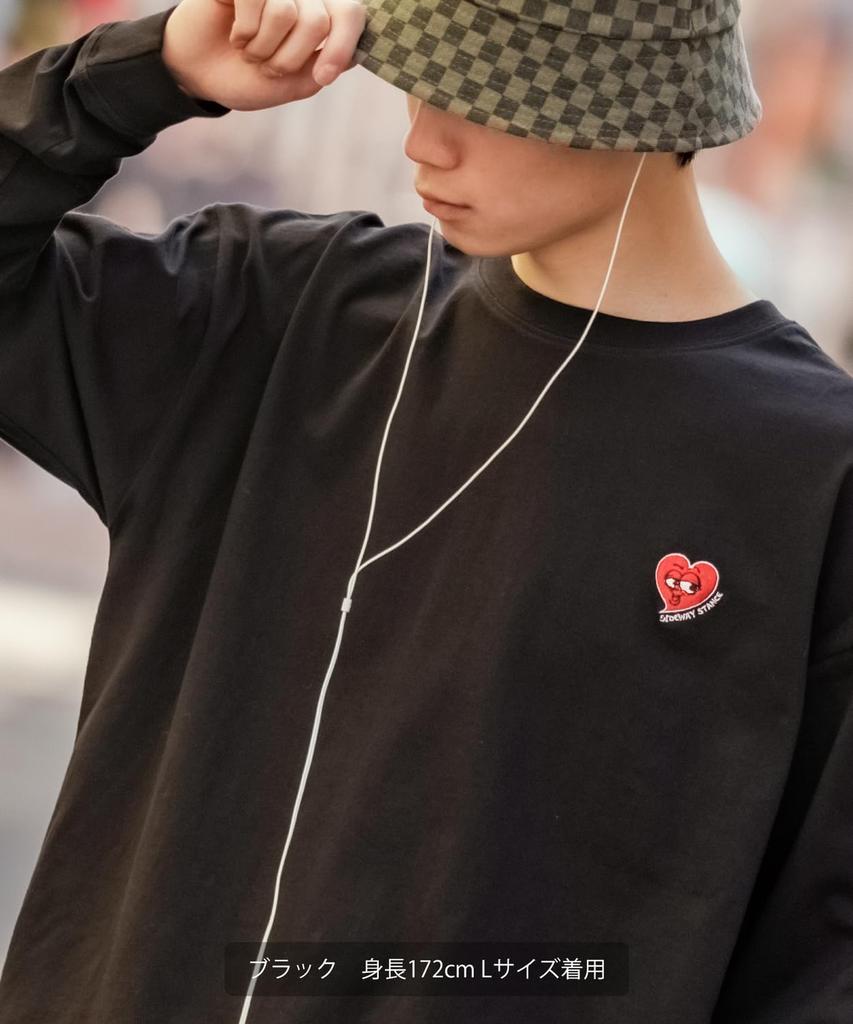 [IMPROVES] [SIDEWAYSTANCE] Embroidered Heart Long Sleeve T-Shirt
