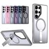 Kickstand Holder Magnetic Case for Samsung Galaxy S22 S23 S24 FE S25 Plus Ultra For Magsafe Wireless Charge Clear Cover