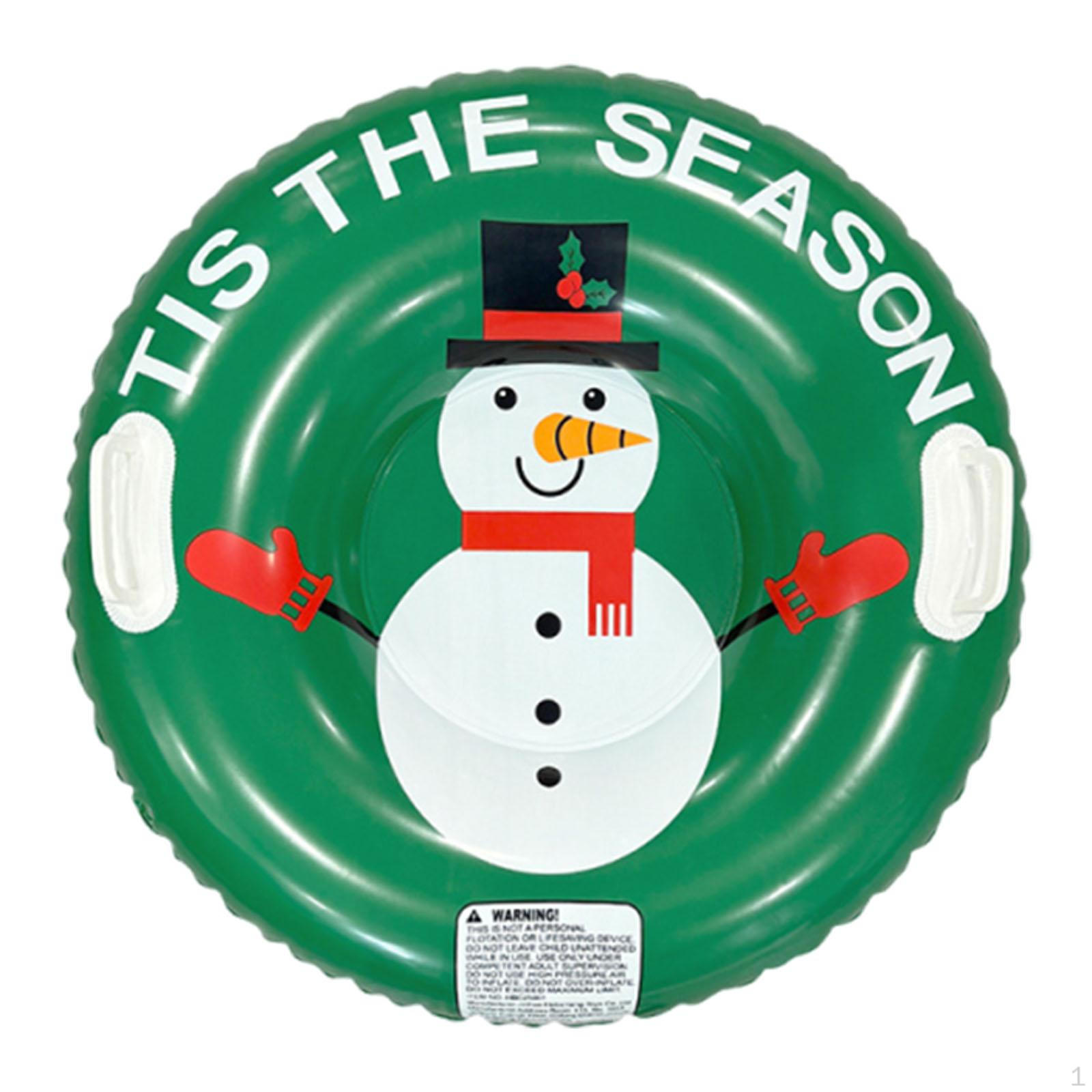 

83cm Diameter Inflatable Snow Sled Tube, Multifunctional with Handles And Side Anti-roll. Snowman