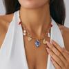 KunJoe Retro Ceramic Round Conch Love Heart Pendant Necklace for Women Classic Imitation Pearl Short Choker 2025 Trendy Jewelry