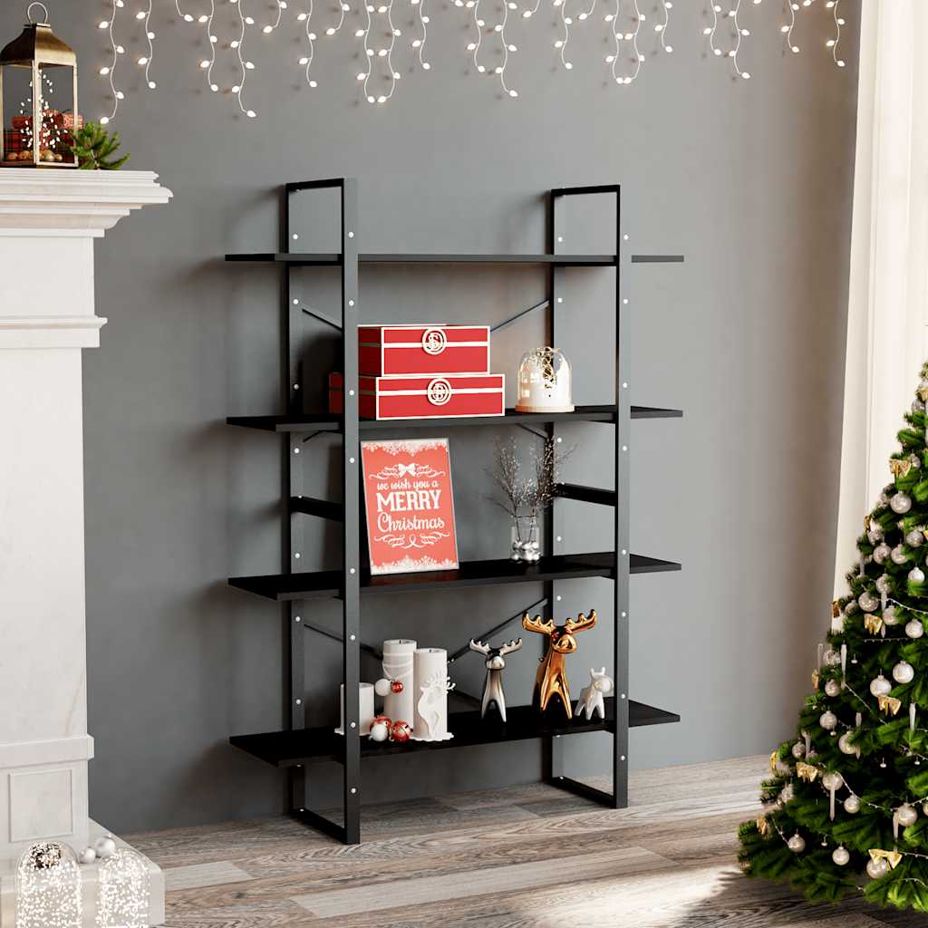 Vidaxl 4-Tier Bookshelf, Black, 100X30X140 Cm