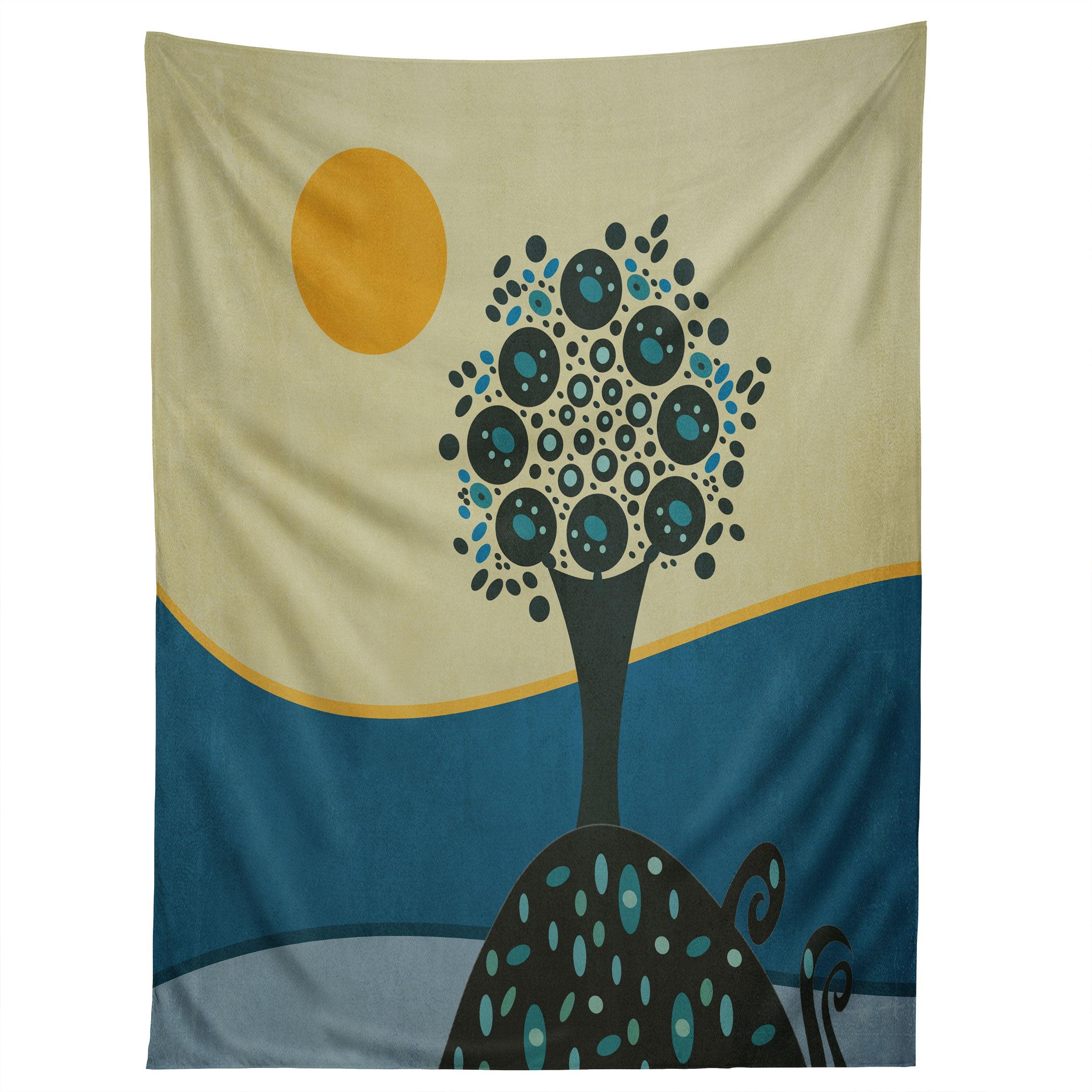 LONE TREE IN THE HILLS tapestry 75x100