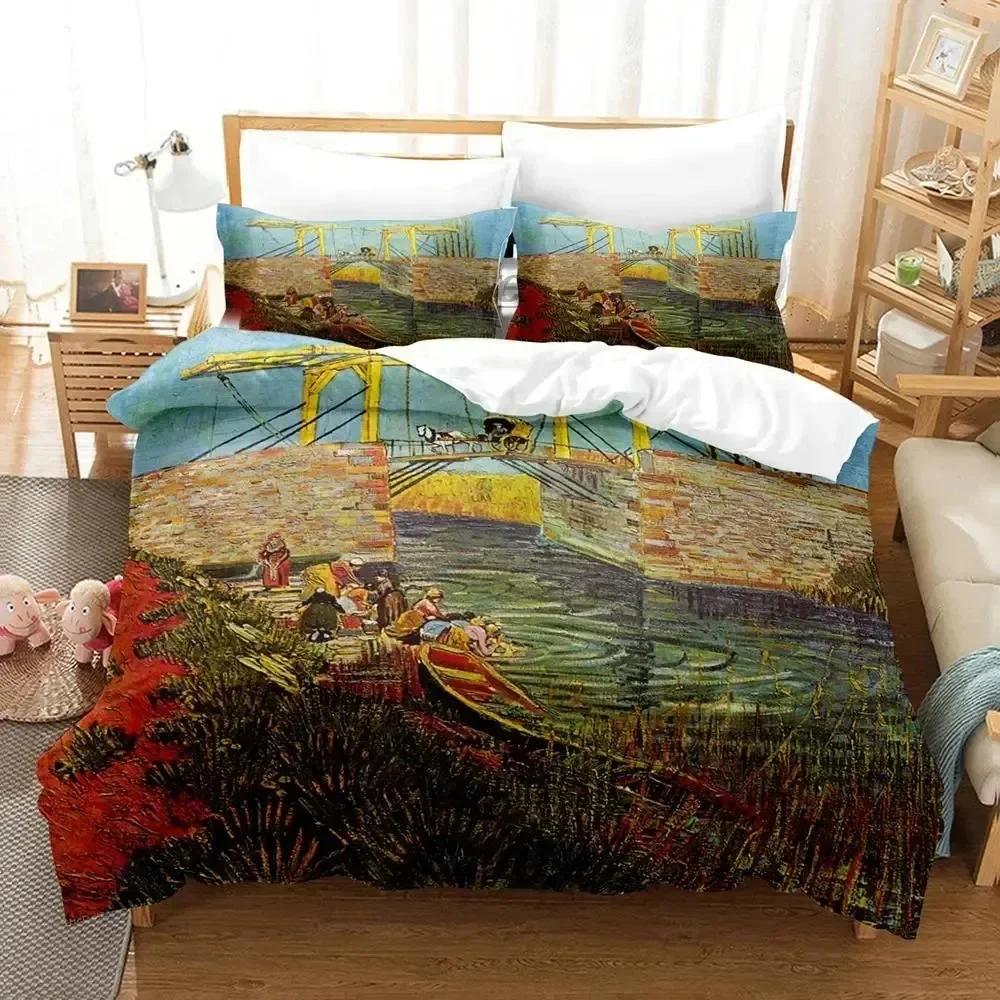 Luxury New 3D Print Van Gogh Bedding Set Duvet Cover Bed Set Quilt Cover Pillowcase King Queen Size Boys Adult Bedding Set