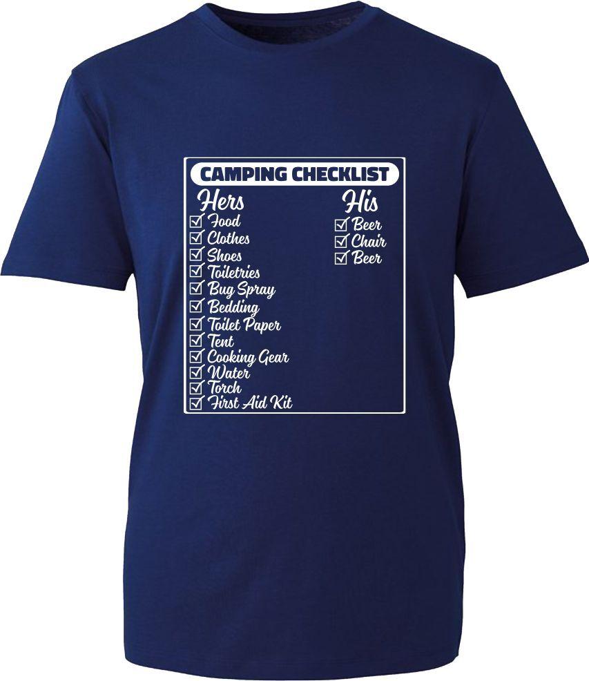 Camping Checklist Funny Meme Tshirt Campers Drunk Beer Lovers Vacations Gift Top S