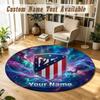 Tapis Rond Nom Personnalisé Motif Atletico Madrid Tapis Antidérapant Décor de Sol pour la Maison