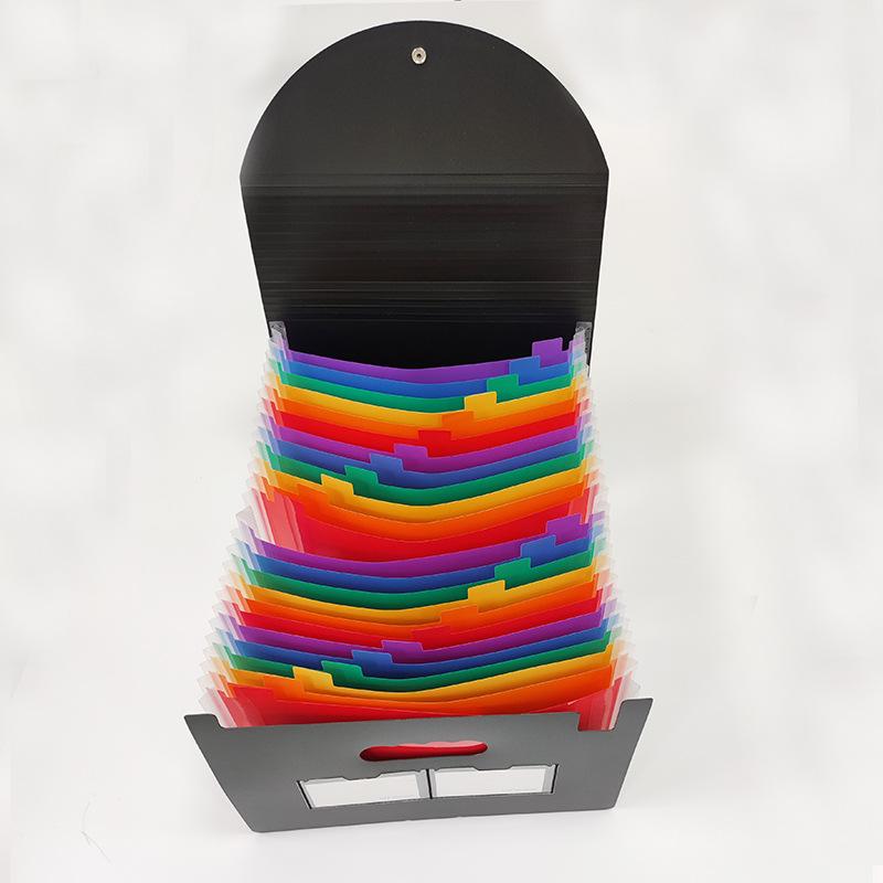Multi-grids Pocket Expanding File Folder with Cover Rainbow Expandable File Organizer Self Standing Accordion A4 Document Folder