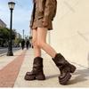 Fashion Vintage Women Ankle Boots Retro Slip On Knight Short Booties Ladies Causal Platform Heels Shoes Comfort No Slip Footwear